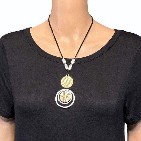 Magnolia Grace Necklace Adjustable Length Slider Weathered Rhodium Gold Plate Ne - Picture 1 of 7